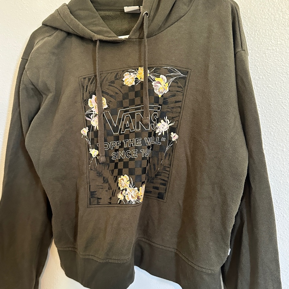 Vintage Style Vans Hoodie Green with Flowers